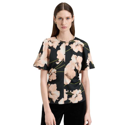 Veronika Maine Blush Poppy Satin Back Crepe Top